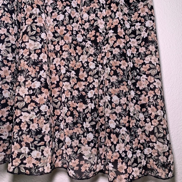 NWT Mesh Floral Mini dress black pink lace slip dress babydoll coquette short - Picture 10 of 16